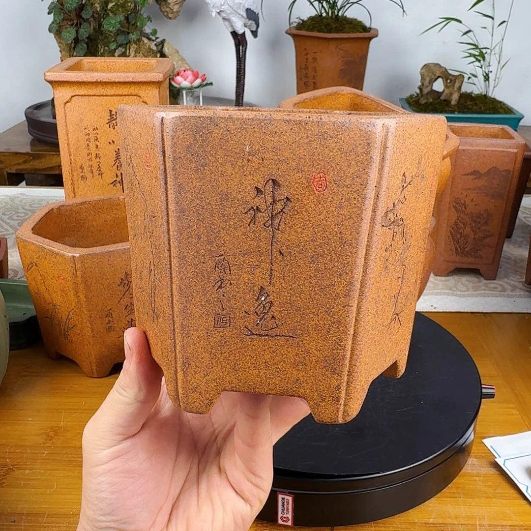 紫砂花盆向*兵紫砂花盆