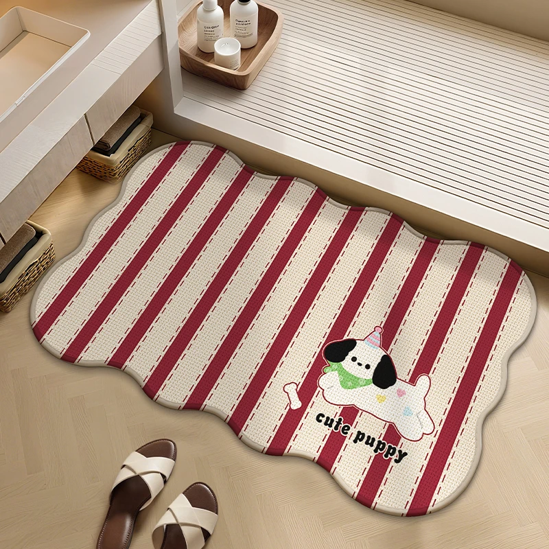 可爱卡通浴室地垫吸水速干防滑卫生间脚垫子门口防滑垫仿亚麻地毯