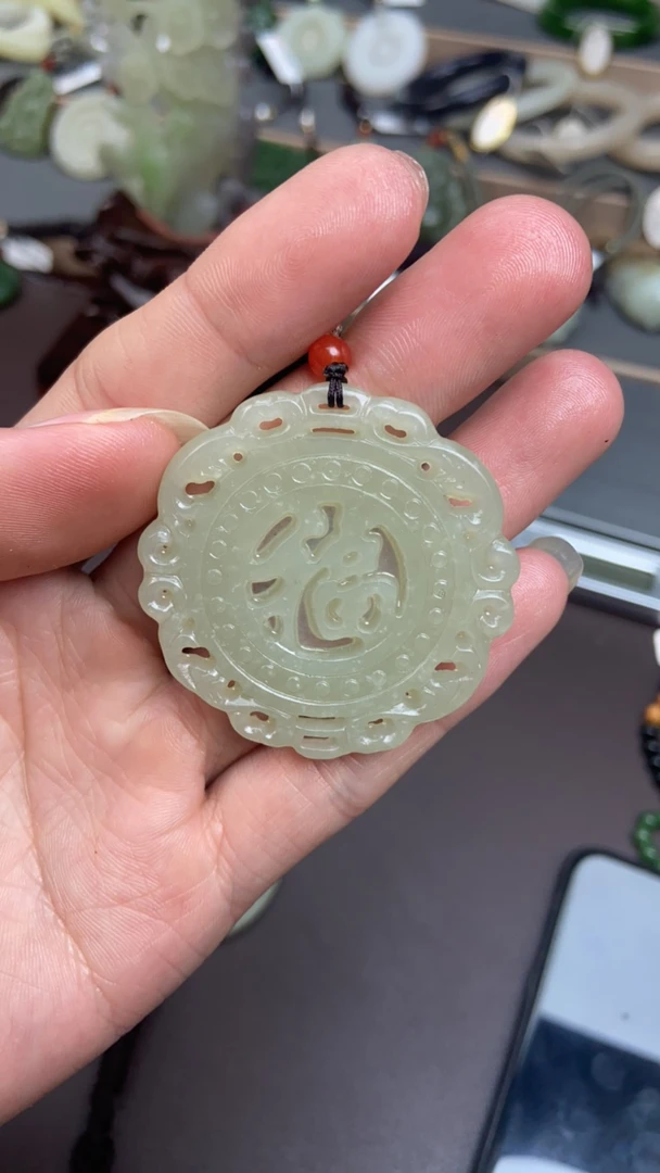 和田玉福牌吊坠男女款