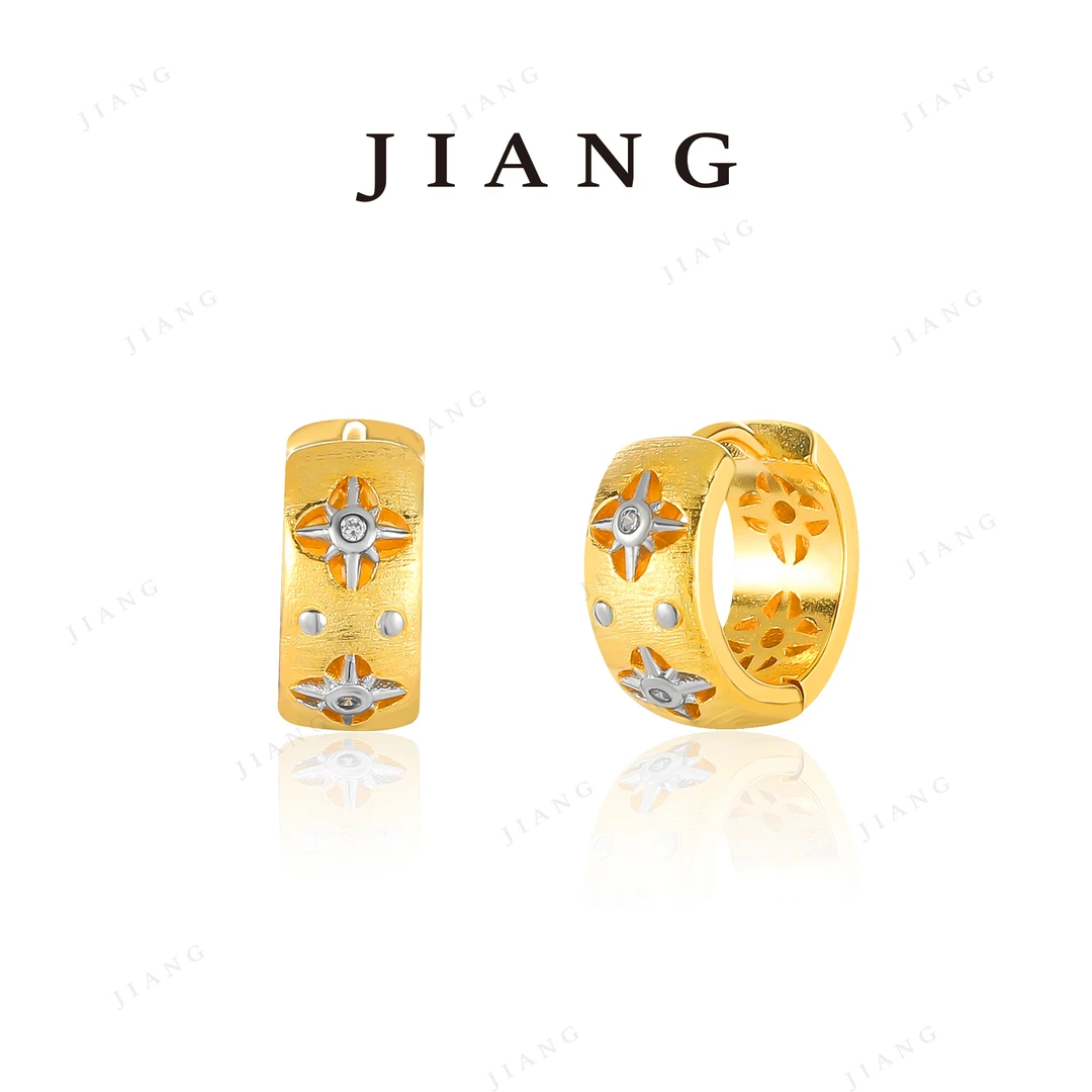 铜合金锆石耳饰 时尚轻奢金色布布气质百搭耳环 A048
