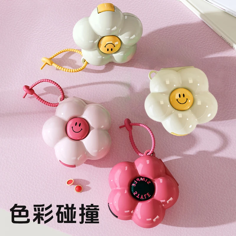 创意多巴胺花朵收纳盒外出小巧便携耳钉项链首饰盒分装药盒多格