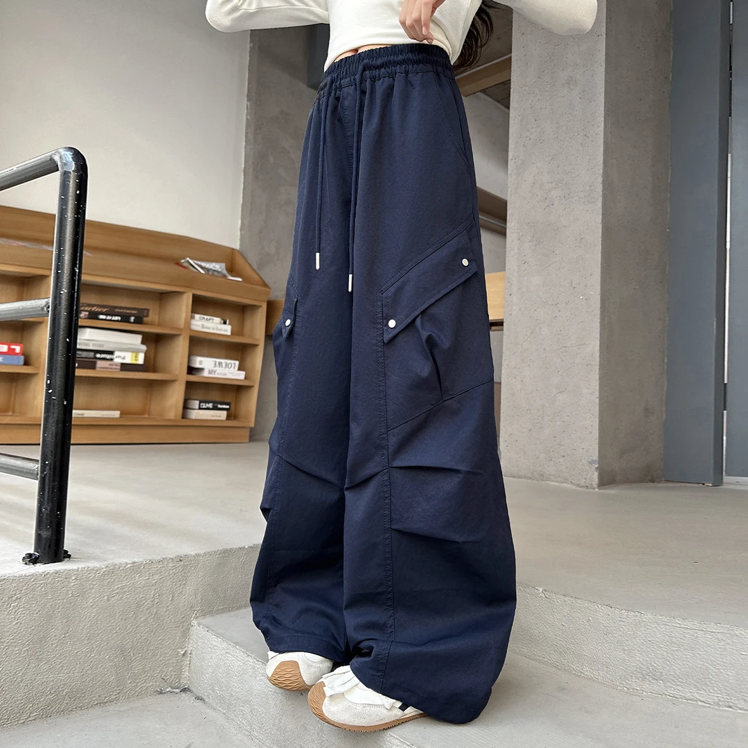 女童工装裤春秋2025新款洋气大童女孩潮酷阔腿裤儿童秋季休闲裤子