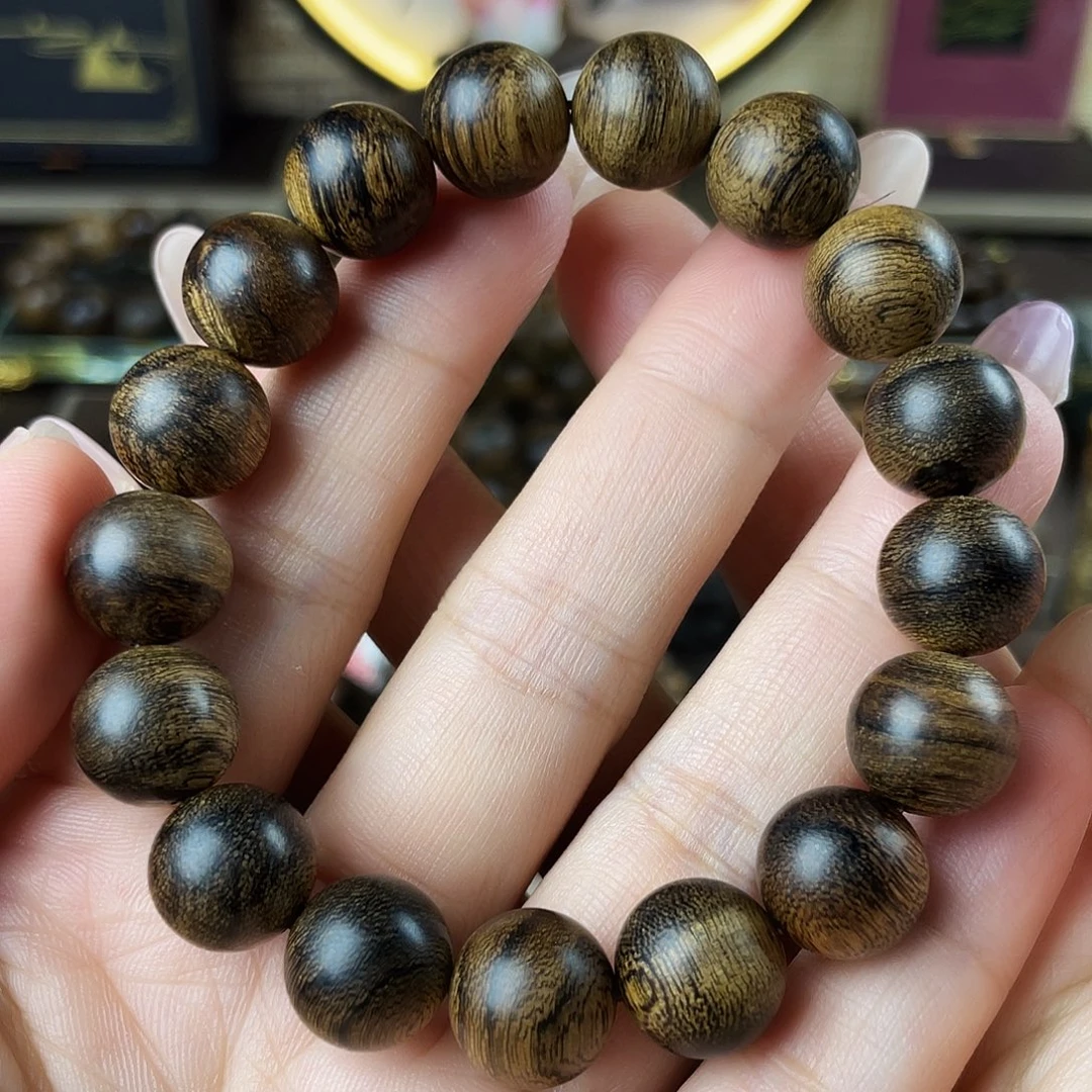 代***表沉香手串越南芽庄老白棋玉化老料瘤疤虎皮1.2