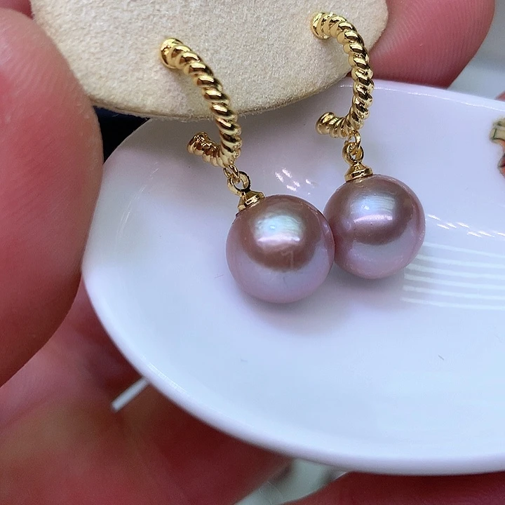 银S925镶嵌耳饰淡水珍珠