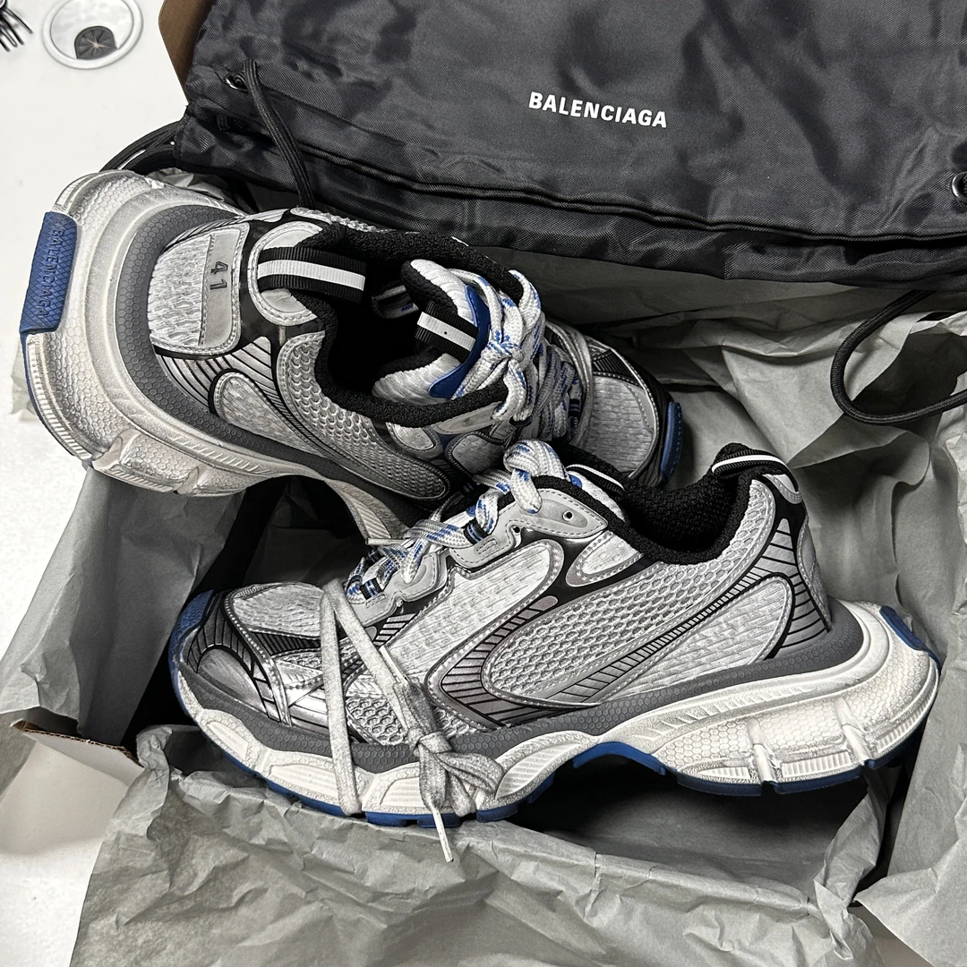 未使用 Balenciaga/巴黎世家 3XL 灰蓝色 做旧 低帮老爹鞋