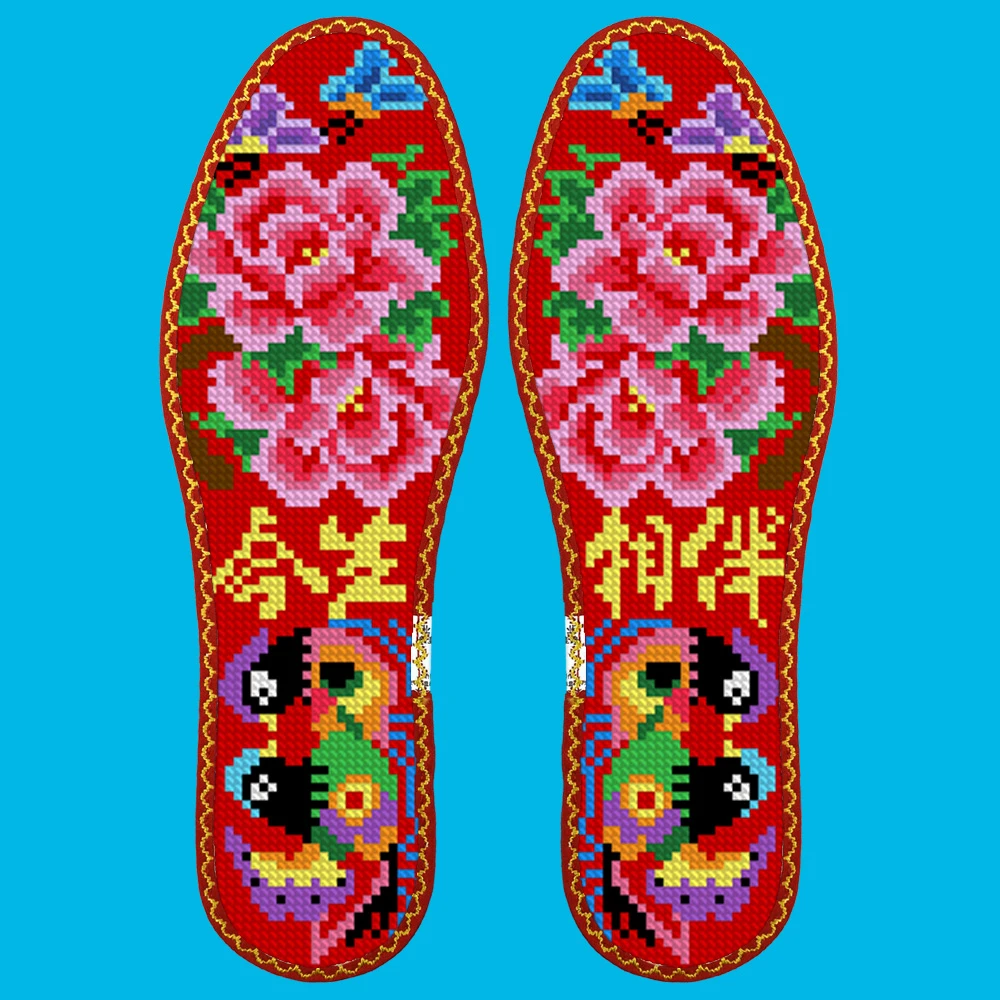 鸿运玫瑰11CT花边十字绣鞋垫 现货现发1（粉丝福利）