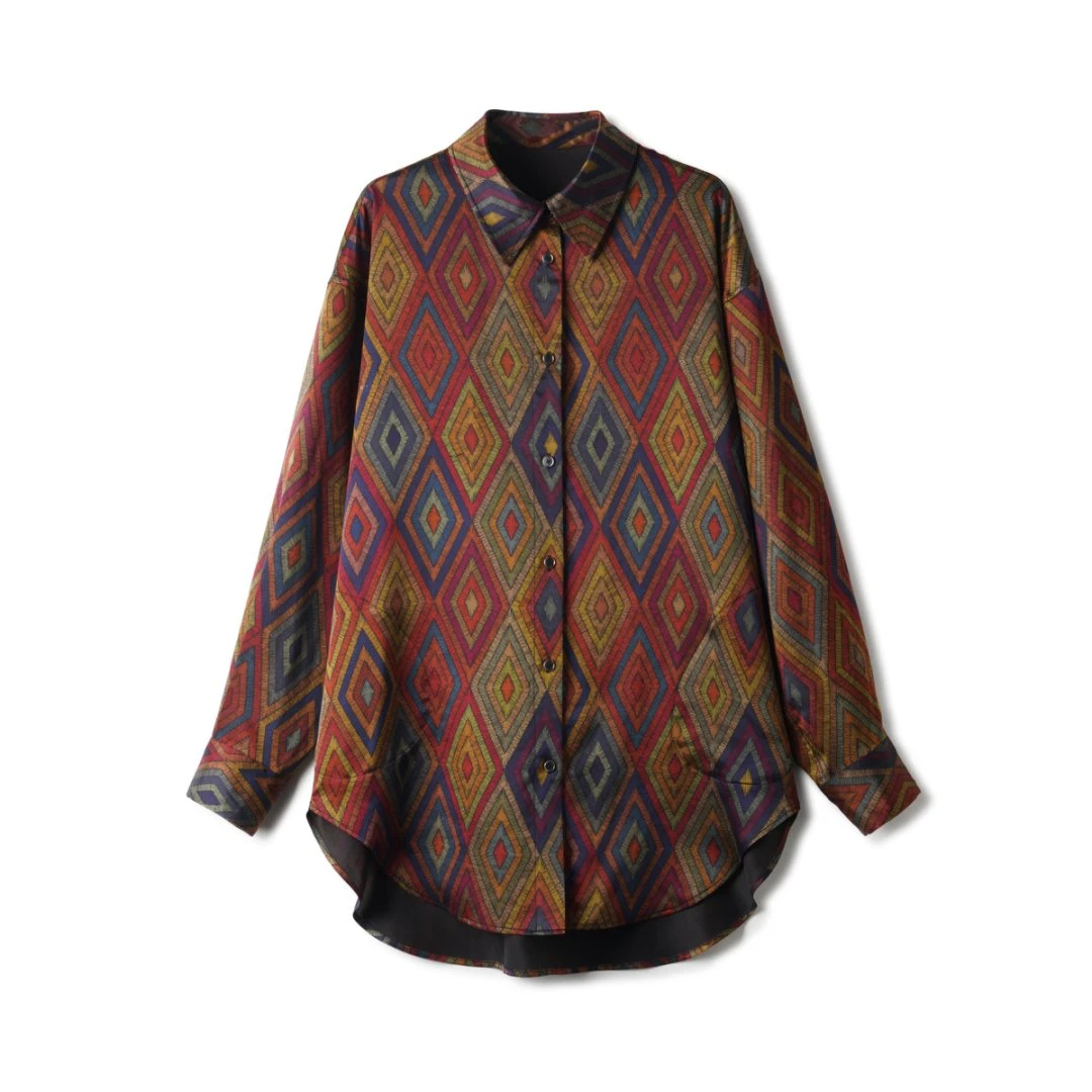 【孤品补贴价-彩菱】55姆米欧非特香云纱新款休闲宽松版上衣外套