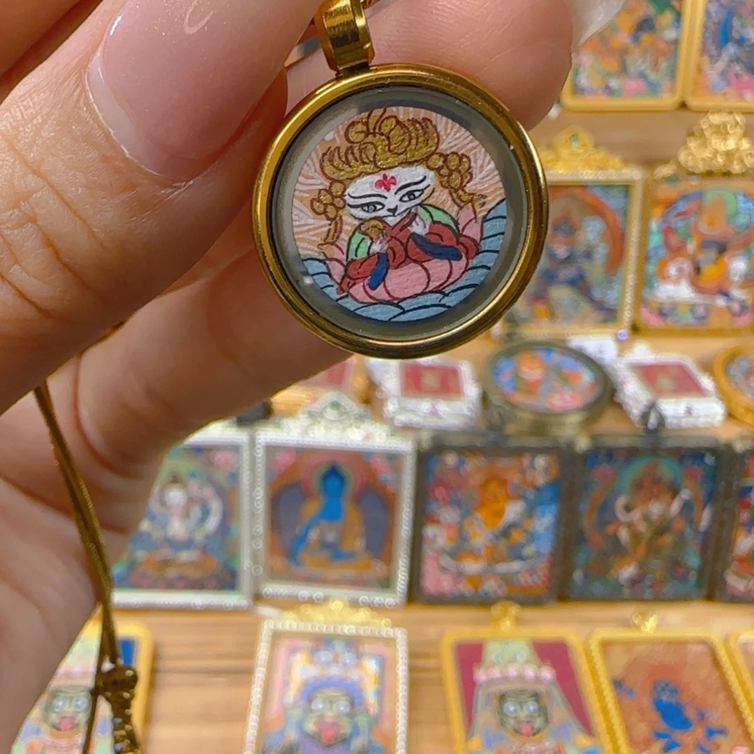 东***姜吊坠纯手绘小九锁骨链