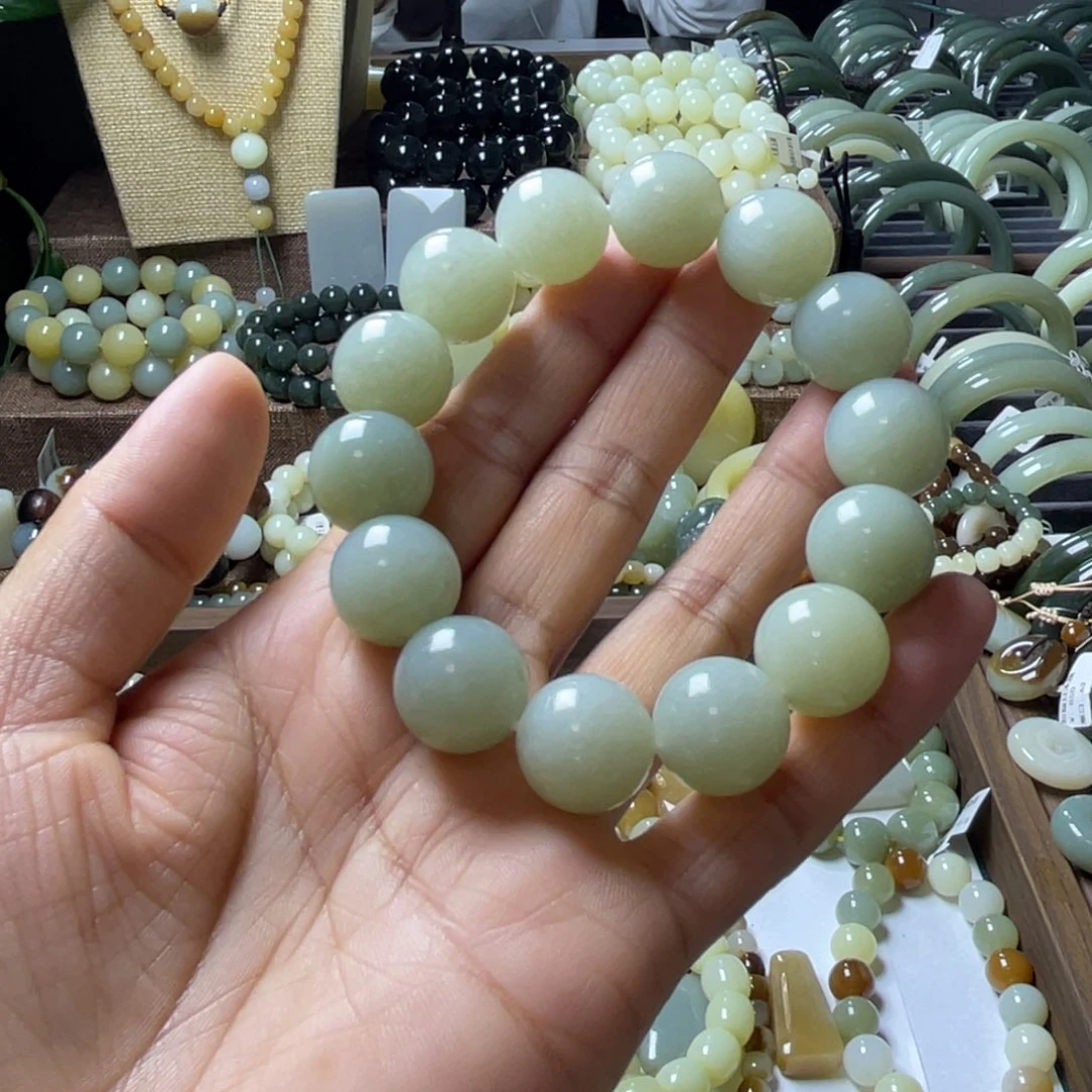 手链未镶嵌和田玉（青玉）人***熟