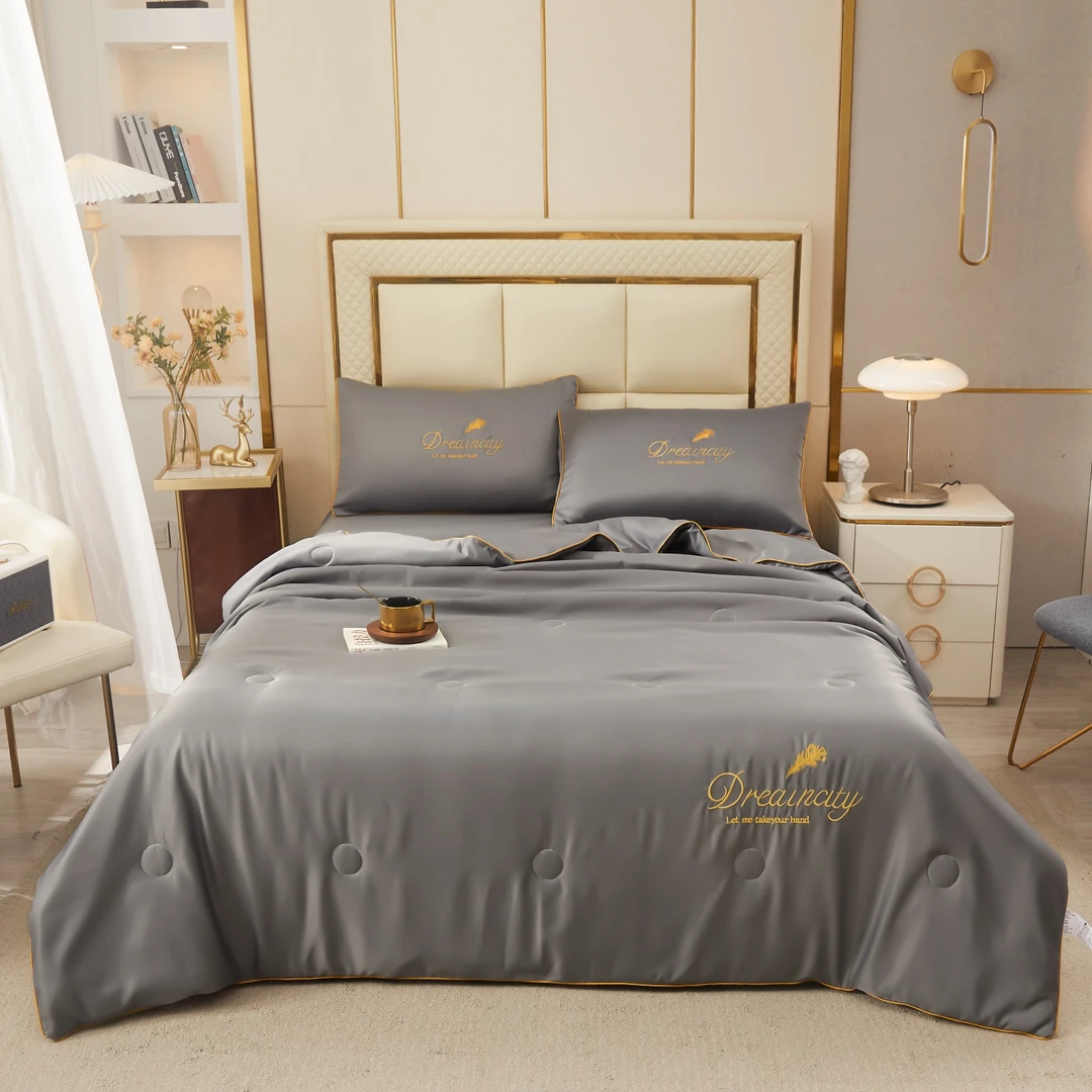 新品水洗真丝刺绣夏凉被夏被套件系列单人双人居家宿舍通用空调被