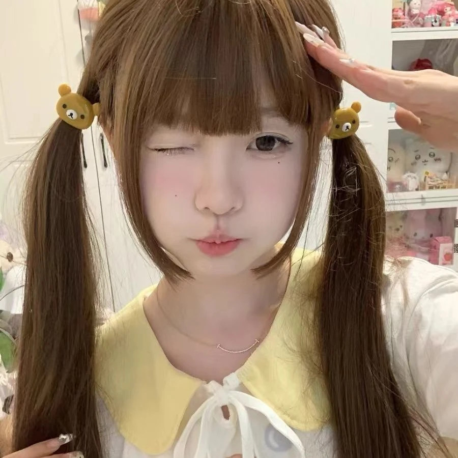 超可爱轻松熊发绳 熊哥熊妹头绳少女心双马尾皮筋弹力发发饰头饰