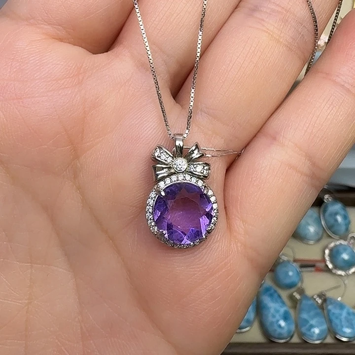 颈饰银S925镶嵌紫晶