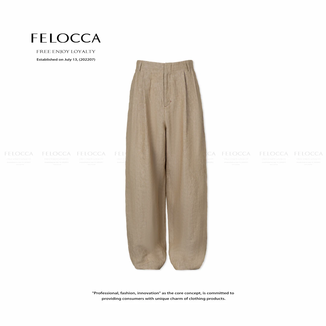 【FELOCCA】百搭双褶设计感阔腿裤显瘦宽松休闲裤25SKZ373
