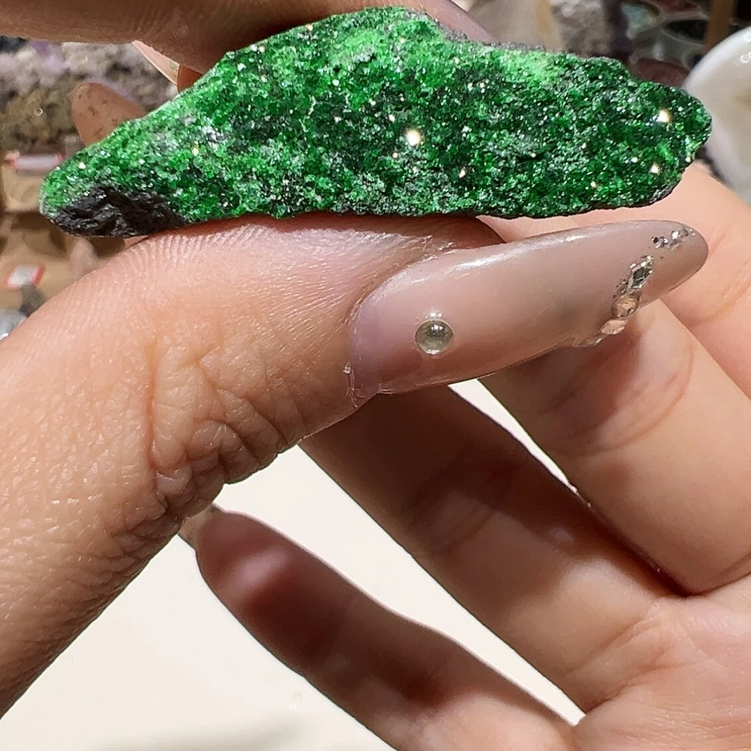 石材钙铬榴石超闪漂亮