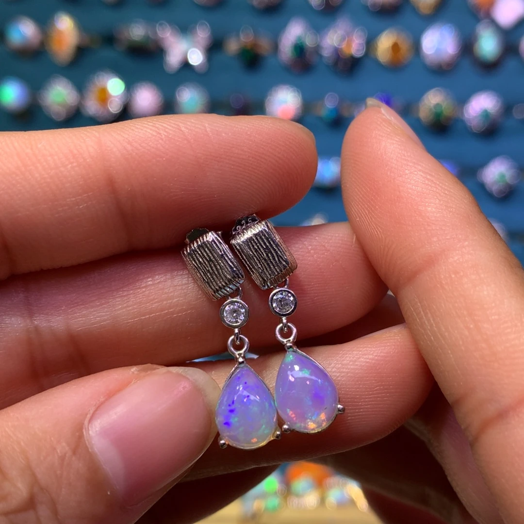 欧泊银S925镶嵌耳饰款