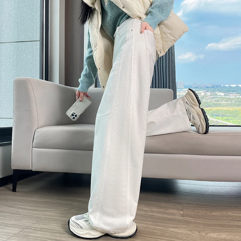 复古弯刀牛仔羽绒裤女冬季外穿2025新款白鸭绒防寒保暖哈尔滨棉裤