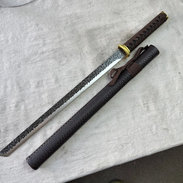 2206  龙泉昊天宝剑唐横刀高猛钢包皮鞘未开刃