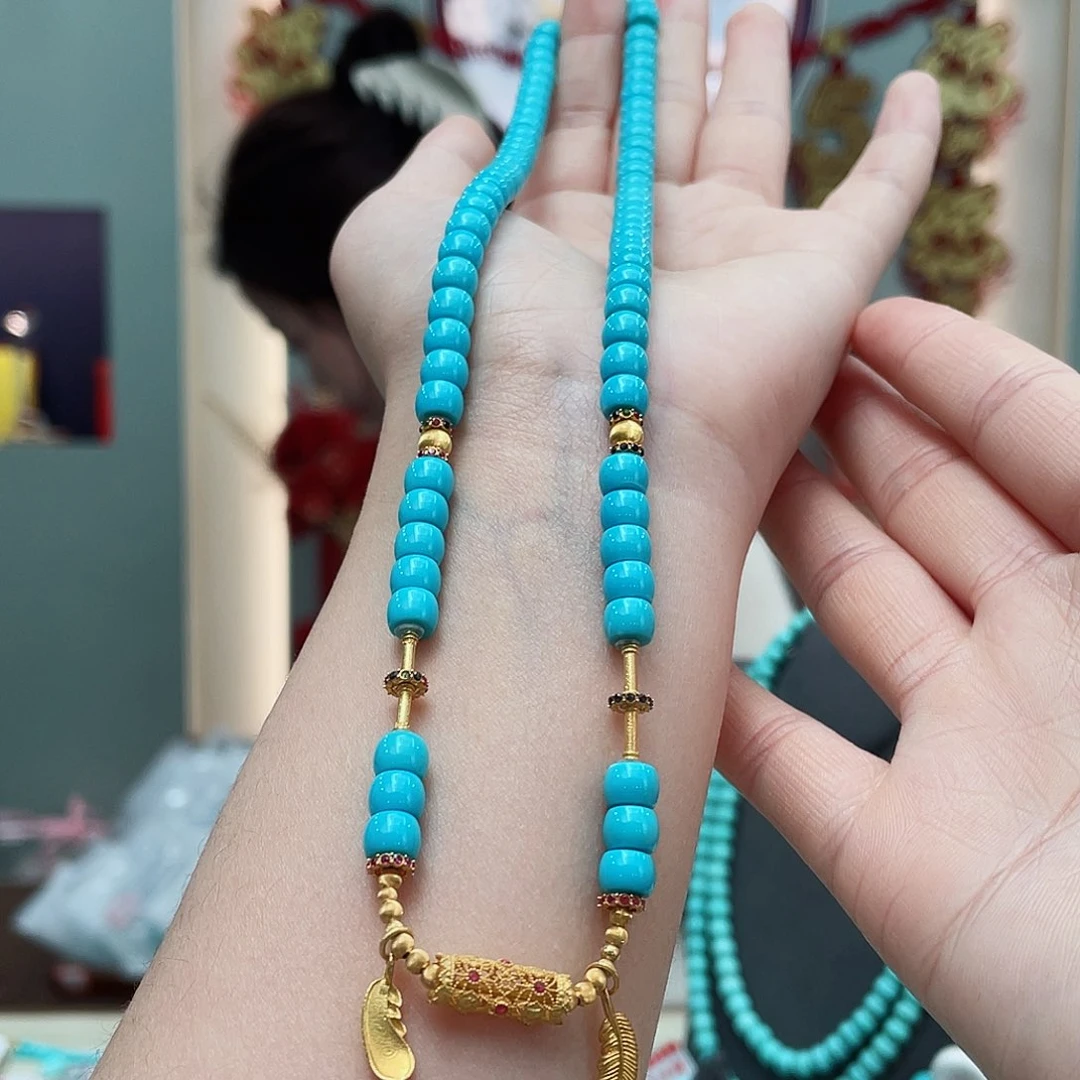 绿松石颈饰18K金镶嵌