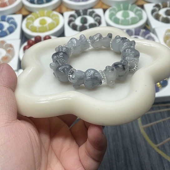 石英质玉（非洲翠）合金个性简约大方时尚