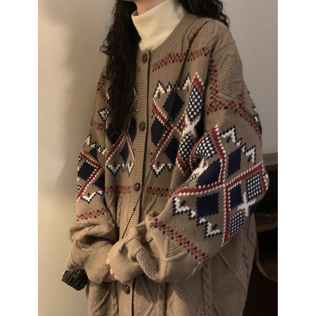 021-030时尚宽松大版图案毛衣