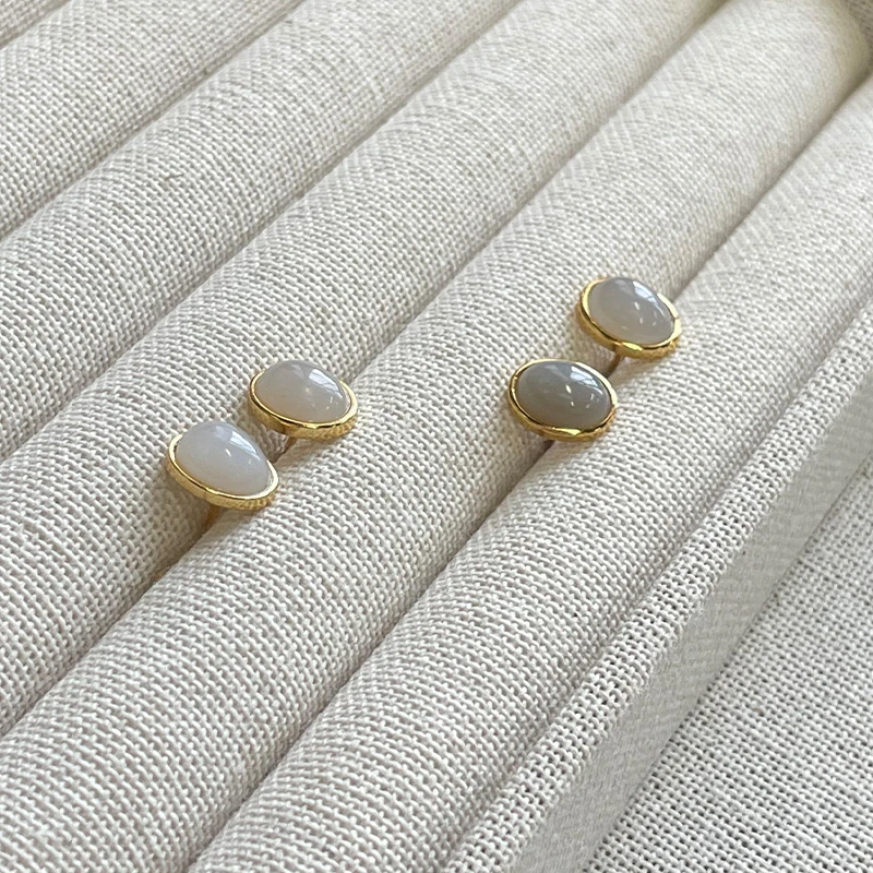 琳琯瑛和田玉烟紫925银耳钉约9.4*7.4*5mm多样性发一