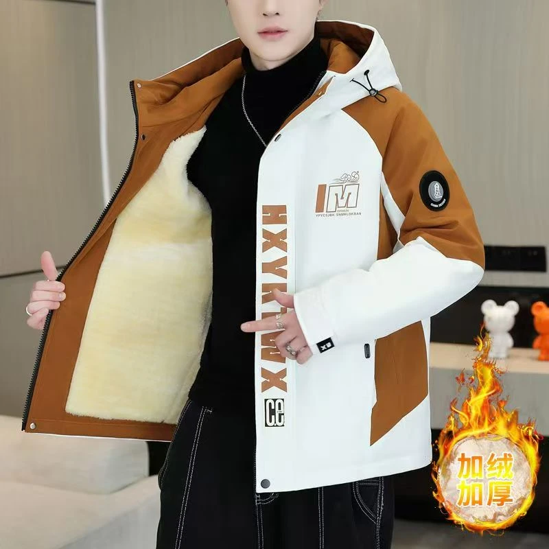 冬季新款加绒加厚棉衣男青少年韩版休闲夹克外套男装保暖上衣时尚