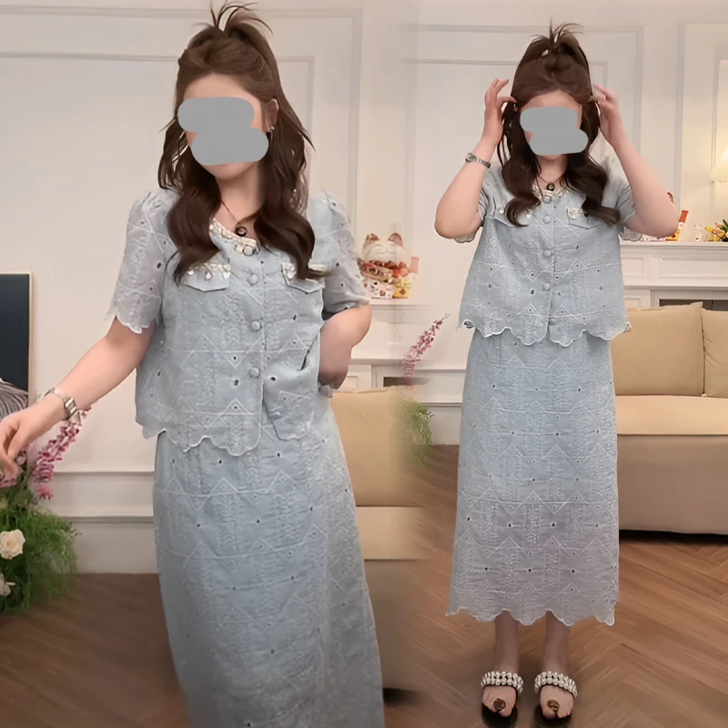 夏季修身短袖小香风上衣高腰短裤两件套女气质名媛风休闲时尚套装