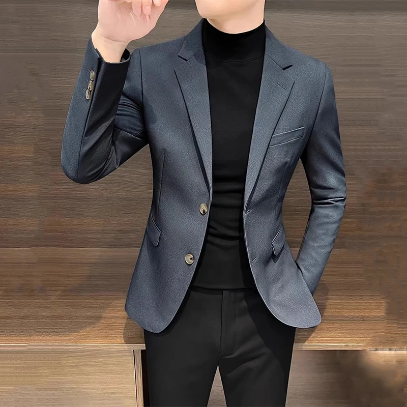 汤米休闲西装外套男春秋季2025新款修身高端商务青年男士单西西服