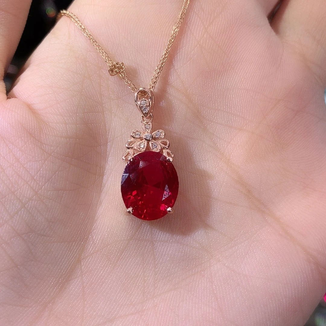 无吊坠925银鸽血红色吊坠1012玫瑰金