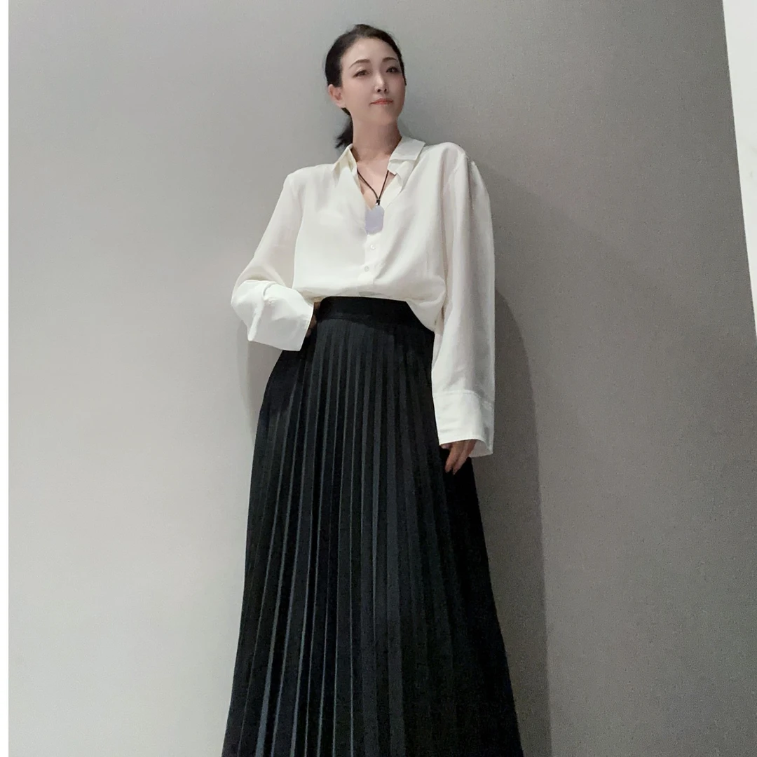 重磅桑蚕丝电力纺阔版衬衣MT10591