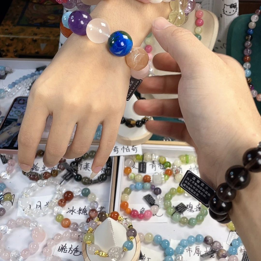 水晶手链银S925镀金镶嵌