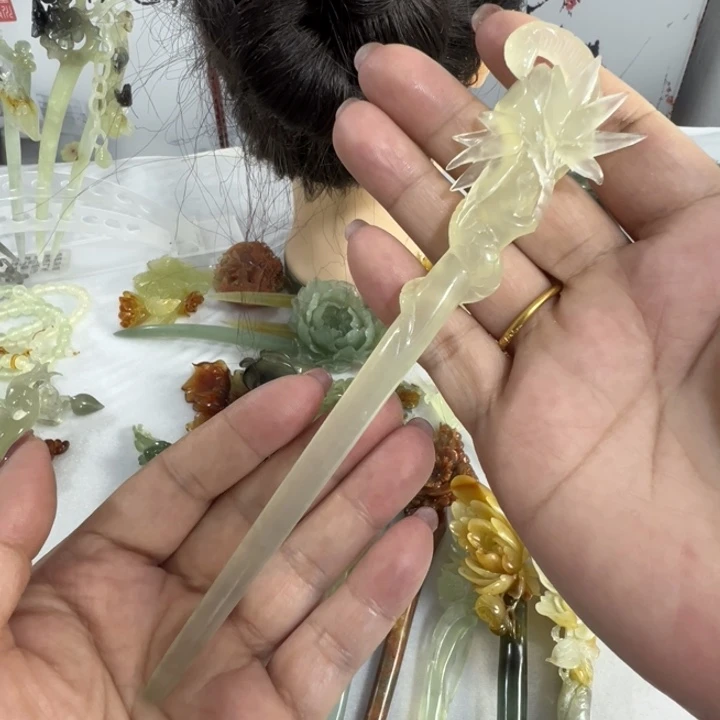 定制蛇纹石玉毛货发饰