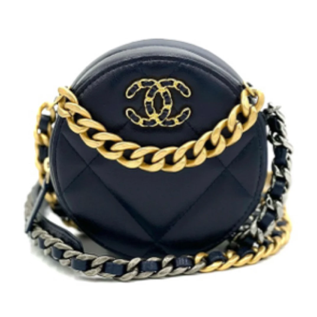 95新 Chanel/香奈儿 19bag 圆饼 黑金 30/JW3521