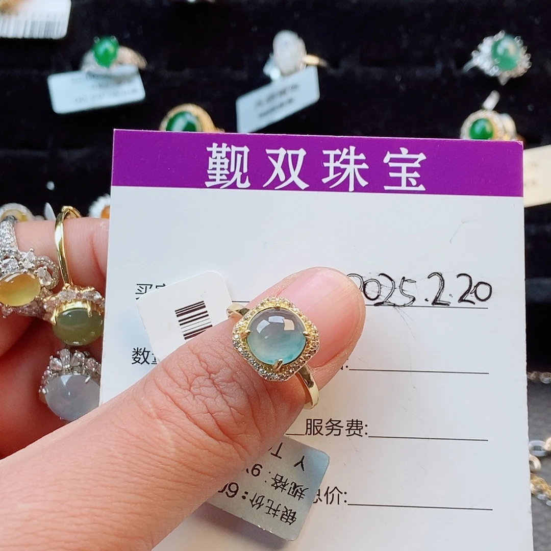 翡翠戒指银S925镶嵌5553