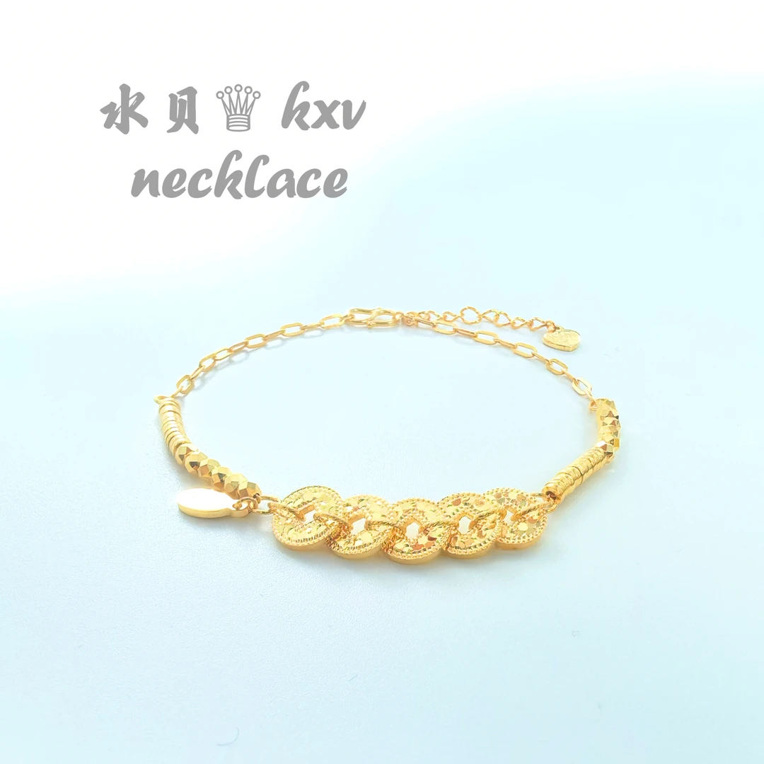 KXV 足银手链 D厚包999足银999爆闪双面钱币S扣头延长链调节21CM