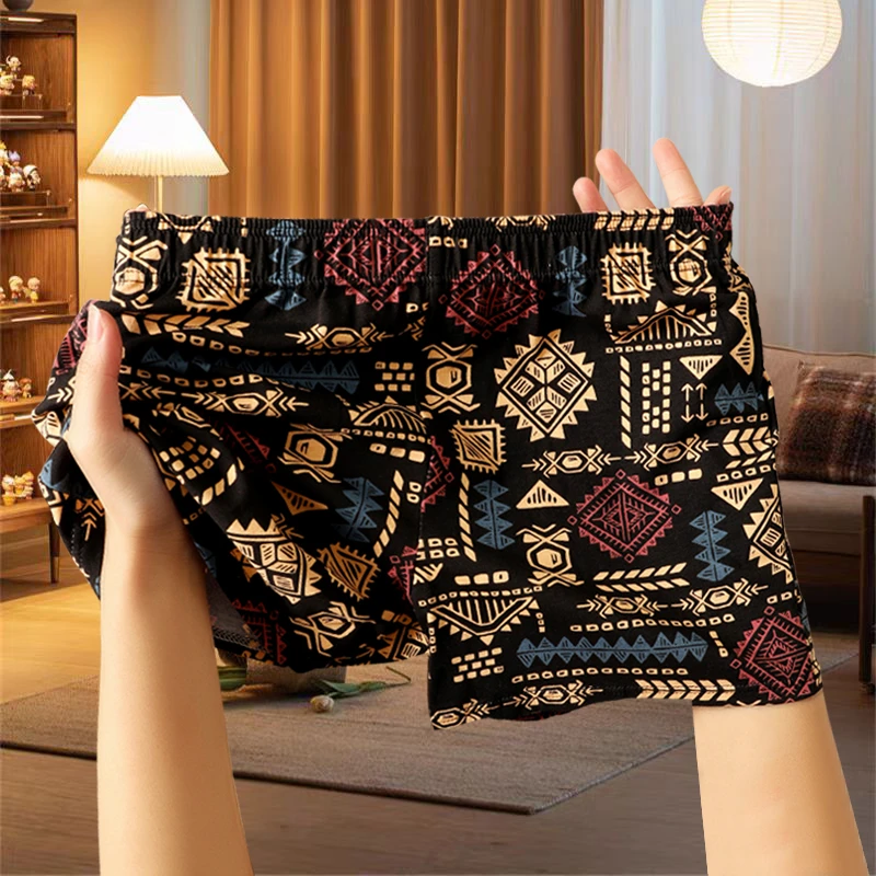 潮流复古男士内裤男款平角裤青年底裤舒适透气四角睡裤阿罗裤短裤