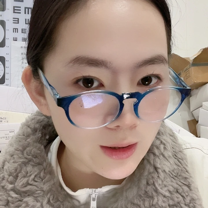 平光加老花镜蓝色150