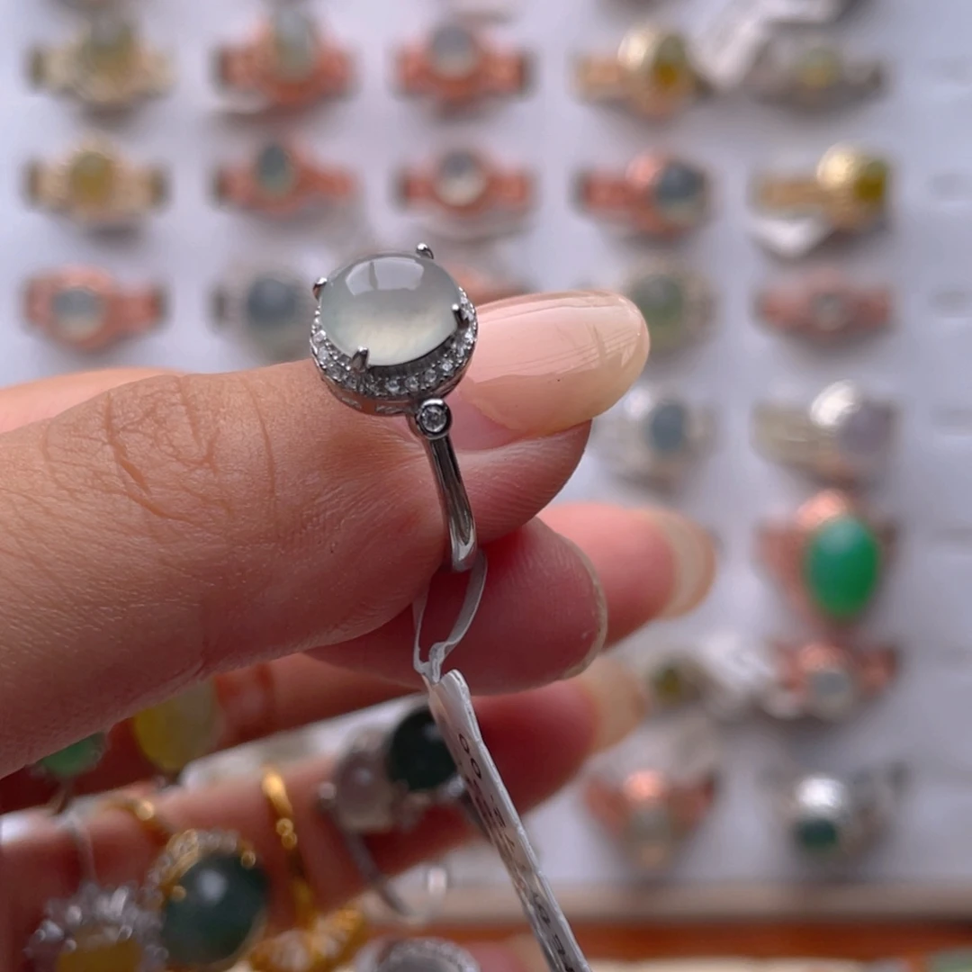 翡翠戒指银S925镶嵌111111