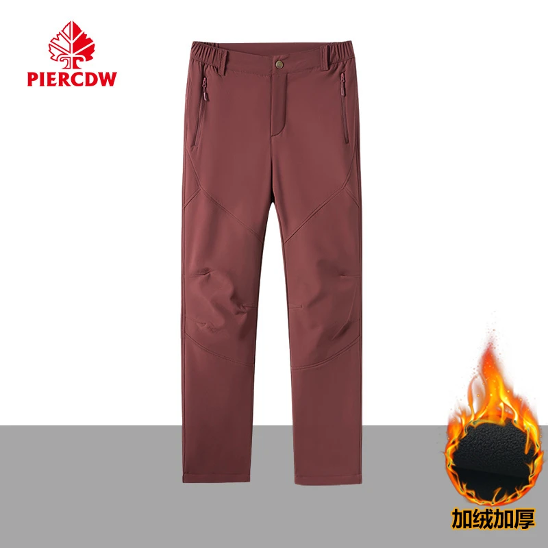 【PIERCDW品牌】秋冬季冲锋裤女户外防风防水加绒登山休闲裤子男