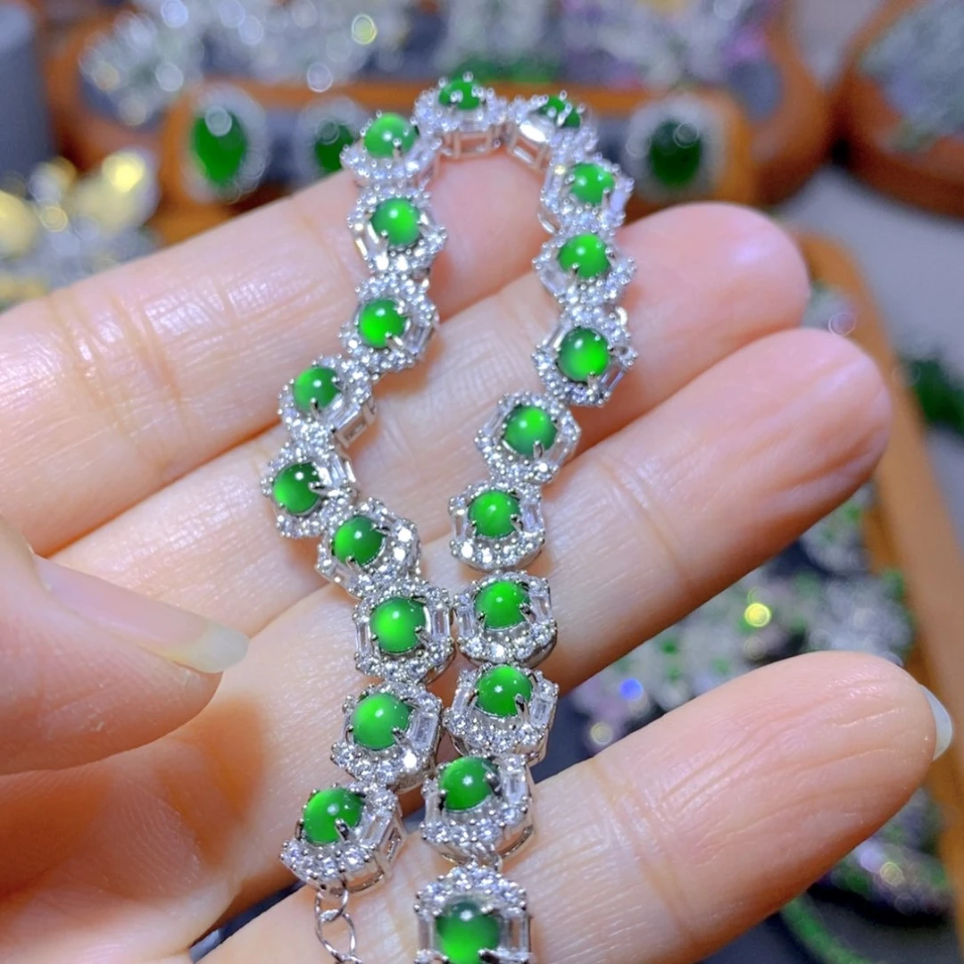 翡翠颈饰银S925镶嵌天然翡翠