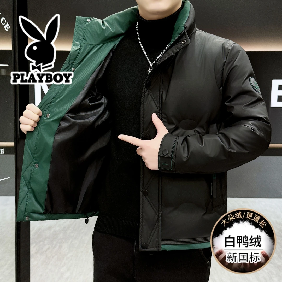 PLAYBOY/花花公子新款保暖羽绒服男士冬季加厚短款潮流男款外套