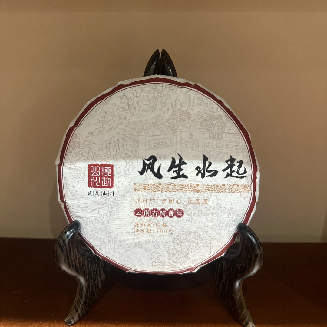 2025年【滇赴山川】风生水起 100g/饼 版纳茶区 普洱生茶