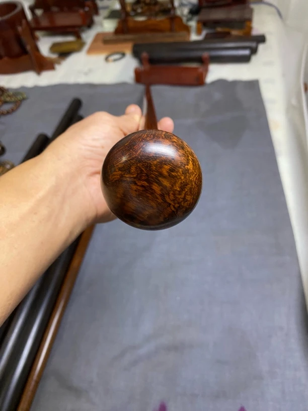 南美蛇纹木圆头文明杖，精品花纹高88公分