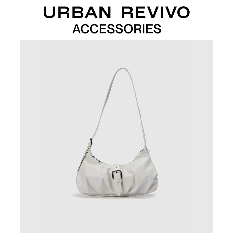 URBAN REVIVO2025秋季新款女气质褶皱半月包单肩包UAWB50142