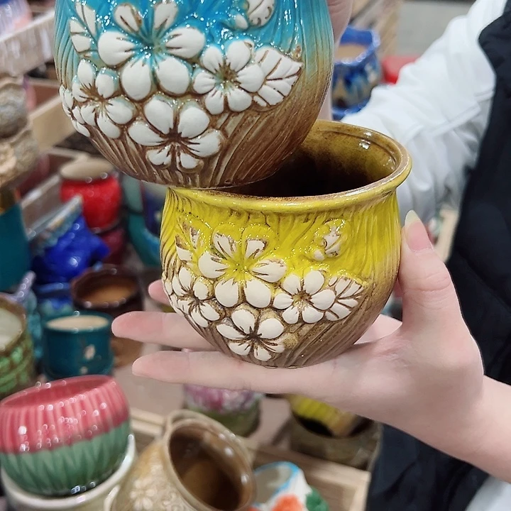 有孔.凑满10元发货多肉陶瓷花盆！