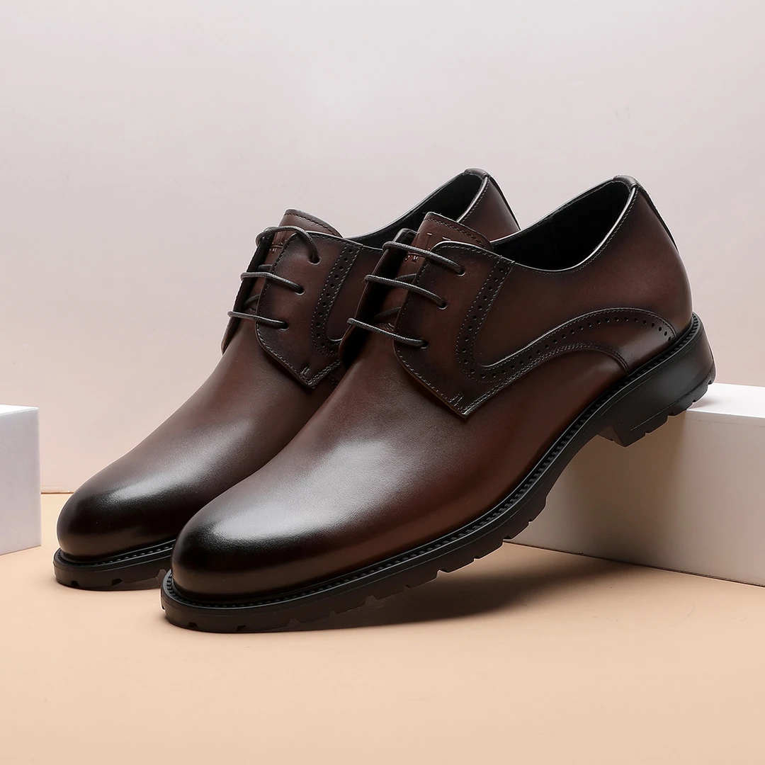 B096-男士时尚透气真皮系带商务单鞋英伦风德比鞋231591748