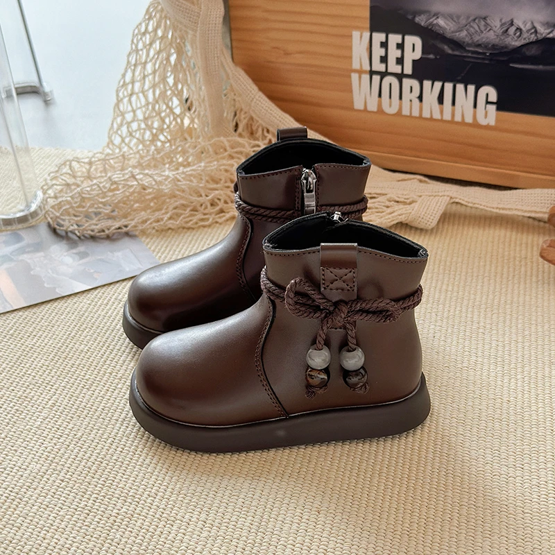 ABC女童马丁靴2025秋冬款新款儿童靴子皮靴女孩公主短靴洋气单靴