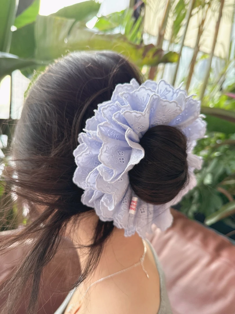 韩国进口刺绣镂空布艺高级发圈