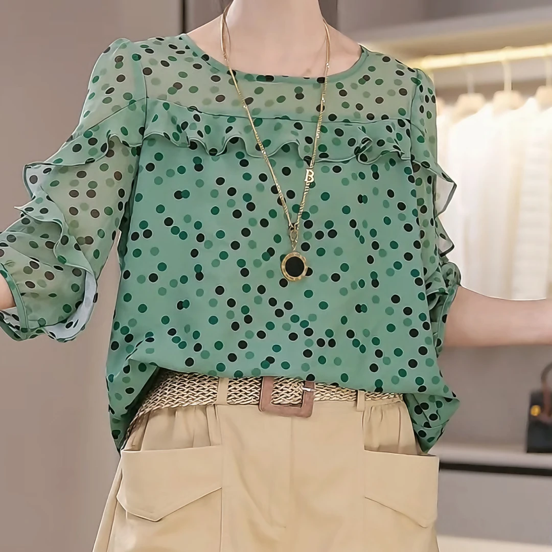 【抹茶奶绿】夏季新款上衣时尚洋气减龄显瘦衬衫女气质百搭宽松显瘦
