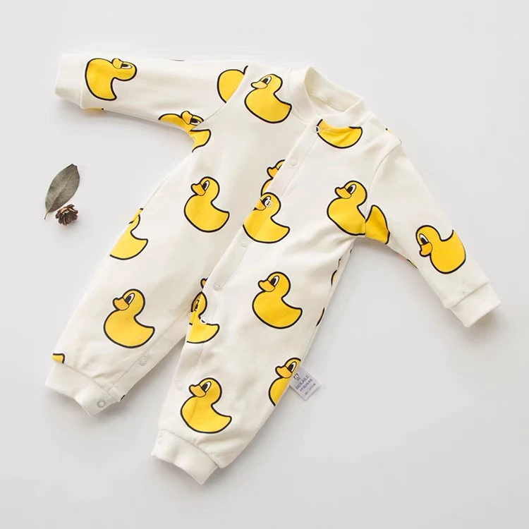 8807连体衣春秋长袖新生儿双面纯棉可外出哈衣爬服纯棉睡衣